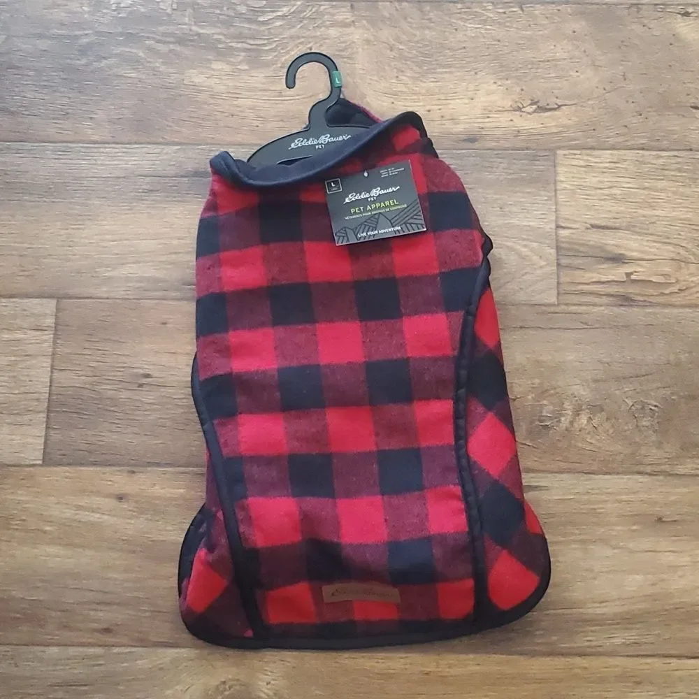 Large Tartan Plaid Dog Coat NWT | Eddie Bauer Holiday Scandi X